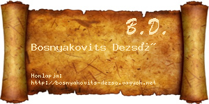 Bosnyakovits Dezső névjegykártya